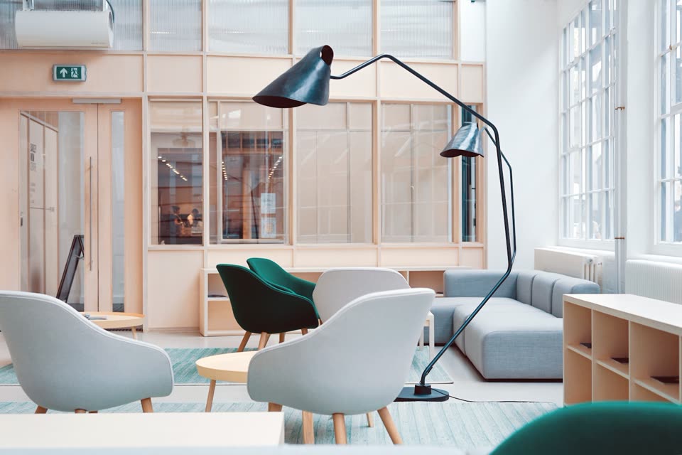 Warm professional office prepared for planning work